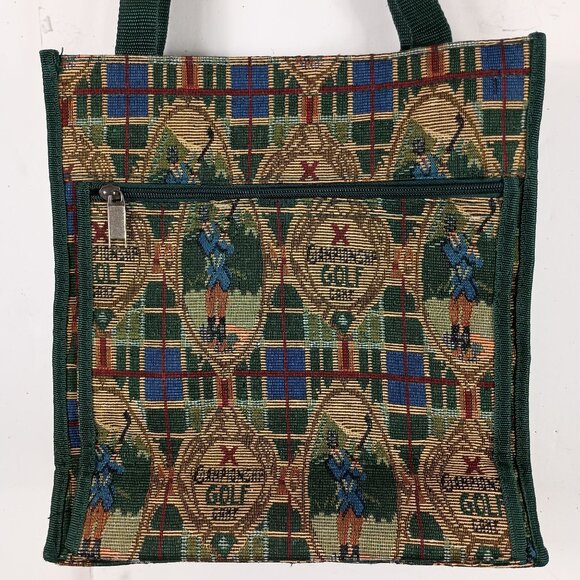 Golf Themed Tapestry Tote Bag With Zippered Pocket & Coin Purse - Picture 2 of 14